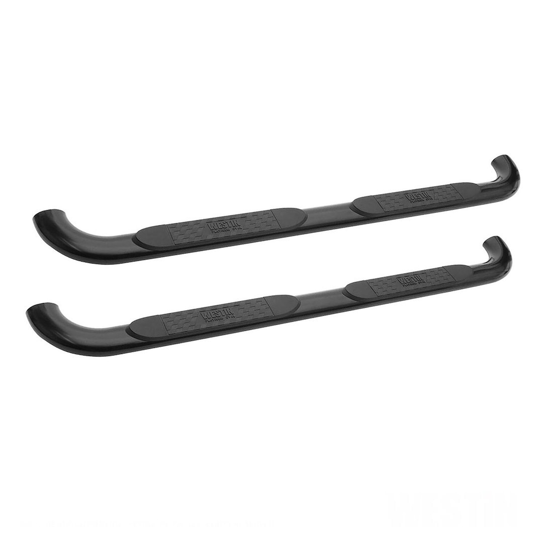 Westin Nerf Bar, Platinum, With Step Pads, 4 Inch Oval Bent, Powder Coated, Black, Steel, Without End Caps, Rocker Panel Mount – 21-2365