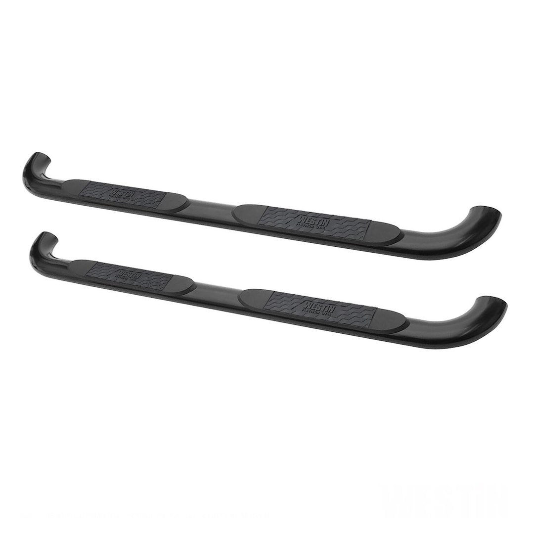 Westin Nerf Bar, Platinum, With Step Pads, 4 Inch Oval Bent, Powder Coated, Black, Steel, Without End Caps, Rocker Panel Mount – 21-2365
