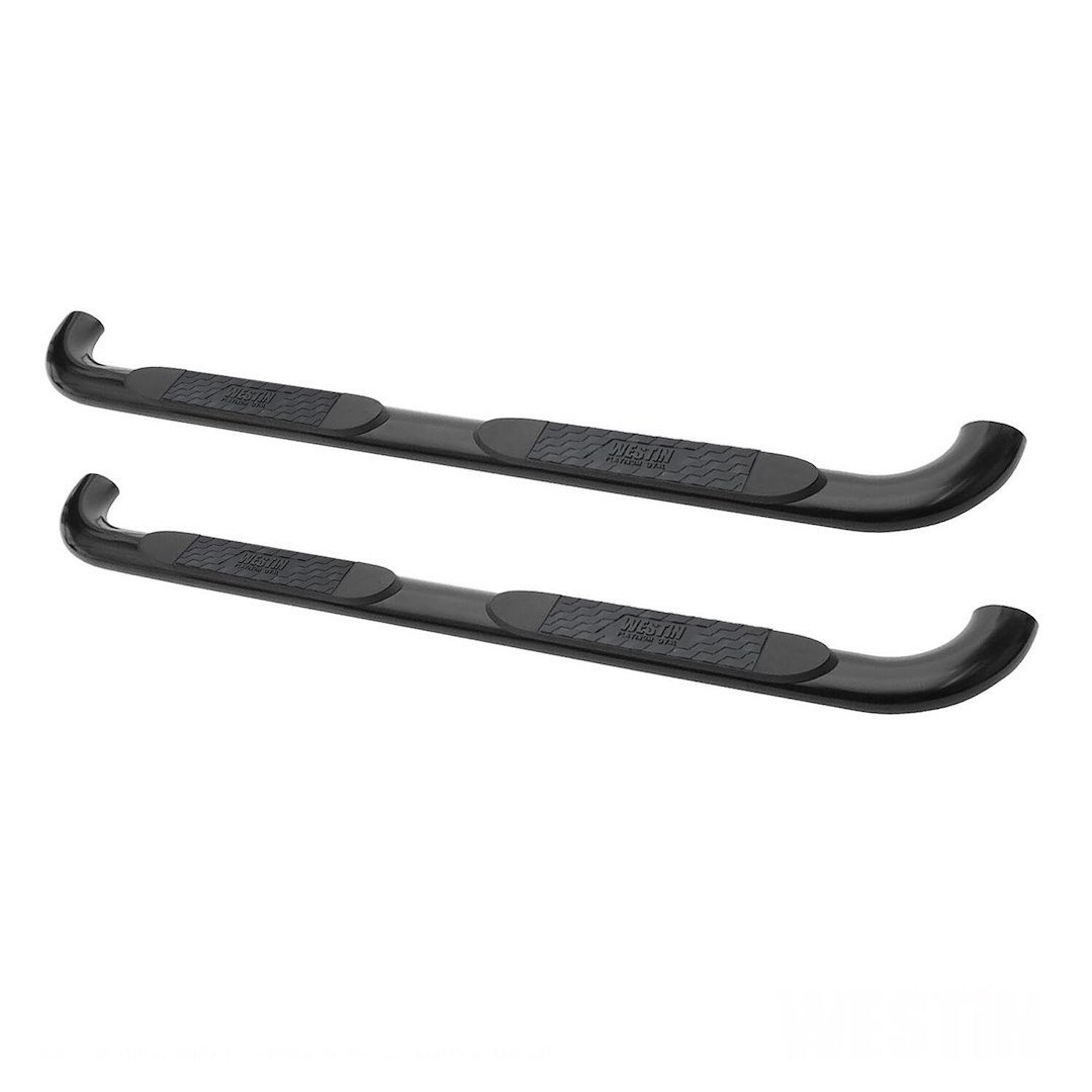 Westin Nerf Bar, Platinum, With Step Pads, 4 Inch Oval Bent, Powder Coated, Black, Steel, Without End Caps, Rocker Panel Mount – 21-3565