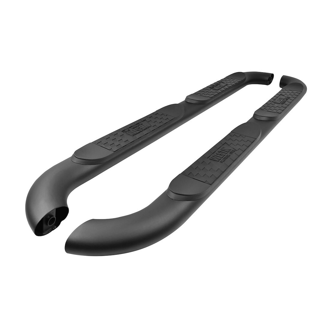Westin Nerf Bar, Platinum, With Step Pads, 4 Inch Oval Bent, Powder Coated, Black, Steel, Without End Caps, Rocker Panel Mount – 21-4065