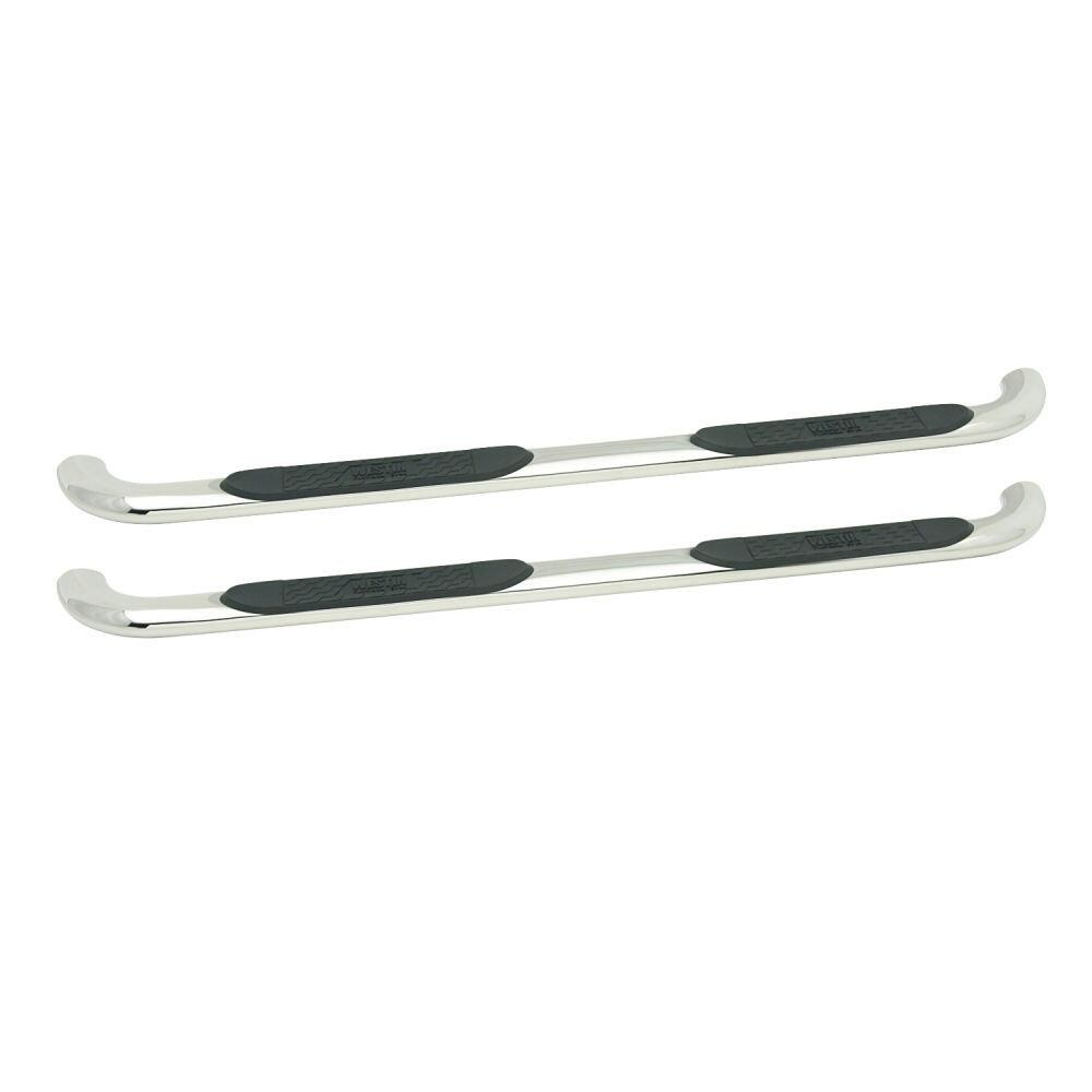 Westin Nerf Bar, Platinum, With Step Pads, 4 Inch Oval Bent, Polished, Stainless Steel, Without End Caps, Body/ Frame Mount – 21-4130