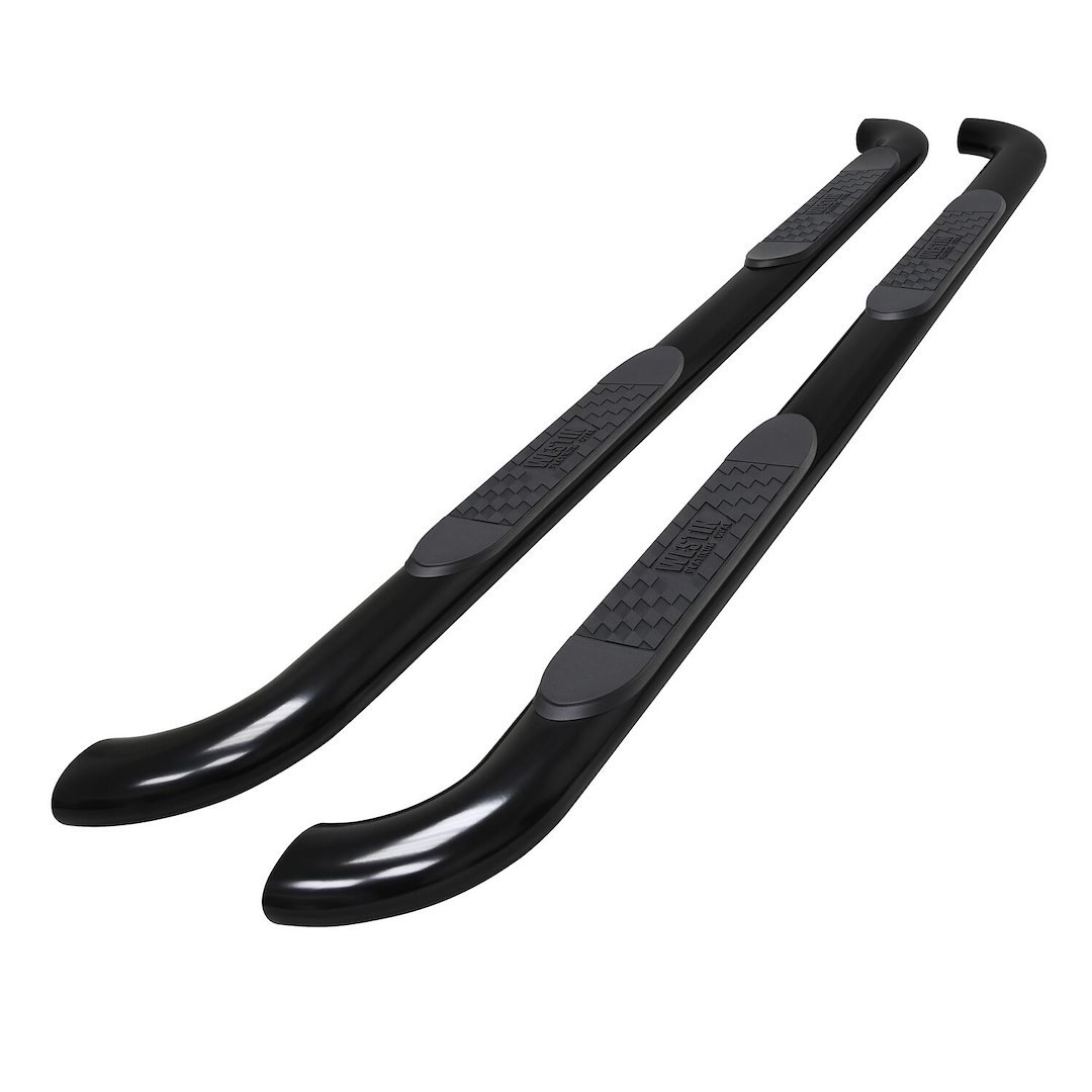 Westin Nerf Bar, Platinum, With Step Pads, 4 Inch Oval Bent, Powder Coated, Black, Steel, Without End Caps – 21-4165
