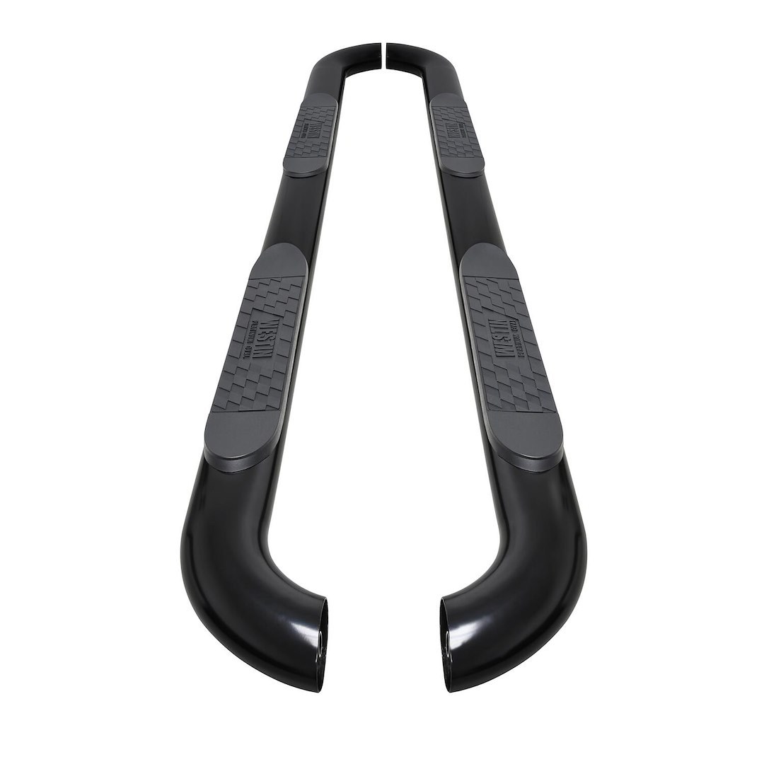 Westin Nerf Bar, Platinum, With Step Pads, 4 Inch Oval Bent, Powder Coated, Black, Steel, Without End Caps – 21-4165