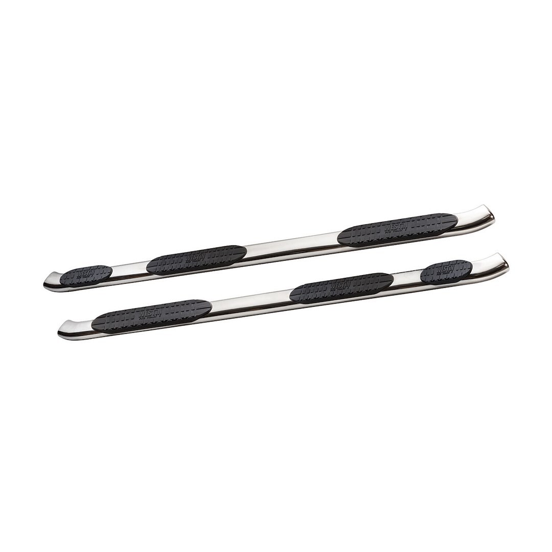 Westin Nerf Bar – Truck Wheel to Wheel, Pro Traxx®, With Step Pads, With Bed Step, 5 Inch Oval Bent, Polished, 304 Stainless Steel – 21-534340