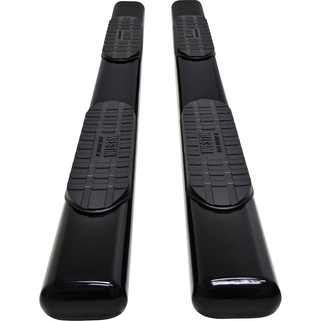 Westin Nerf Bar, Pro Traxx®, With Step Pads, 6 Inch Oval Straight, Powder Coated, Black, Steel, With Welded End Caps, Rocker Panel Mount – 21-64135