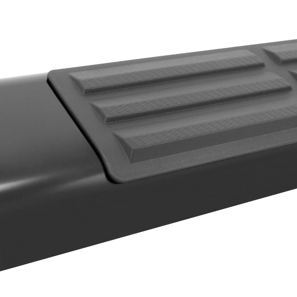 Westin Nerf Bar, Premier, With Step Pads, 6 Inch Oval Straight, Powder Coated, Black, Steel, With Plastic End Caps, Rocker Panel Mount – 22-6035