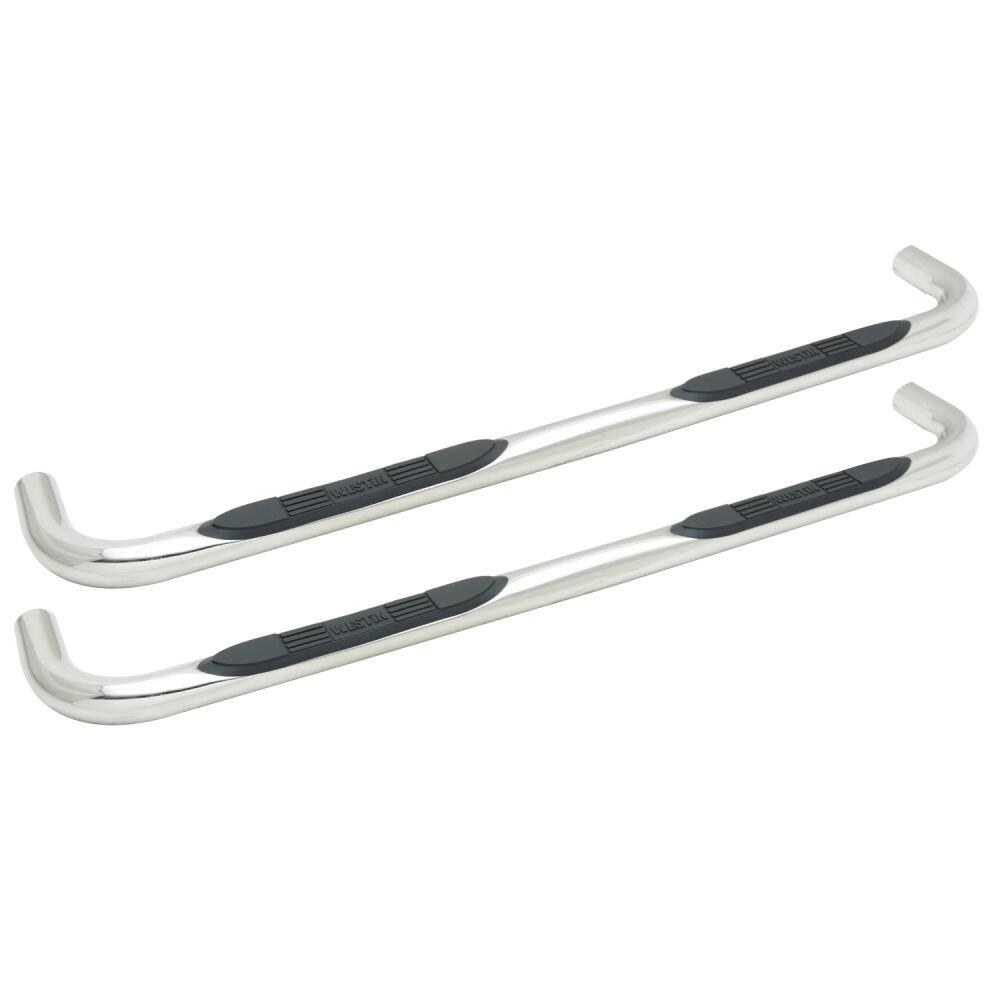 Westin Nerf Bar, E-Series, With Step Pads, 3 Inch Round Bent, Polished, Stainless Steel, Without End Caps, Rocker Panel Mount – 23-1310