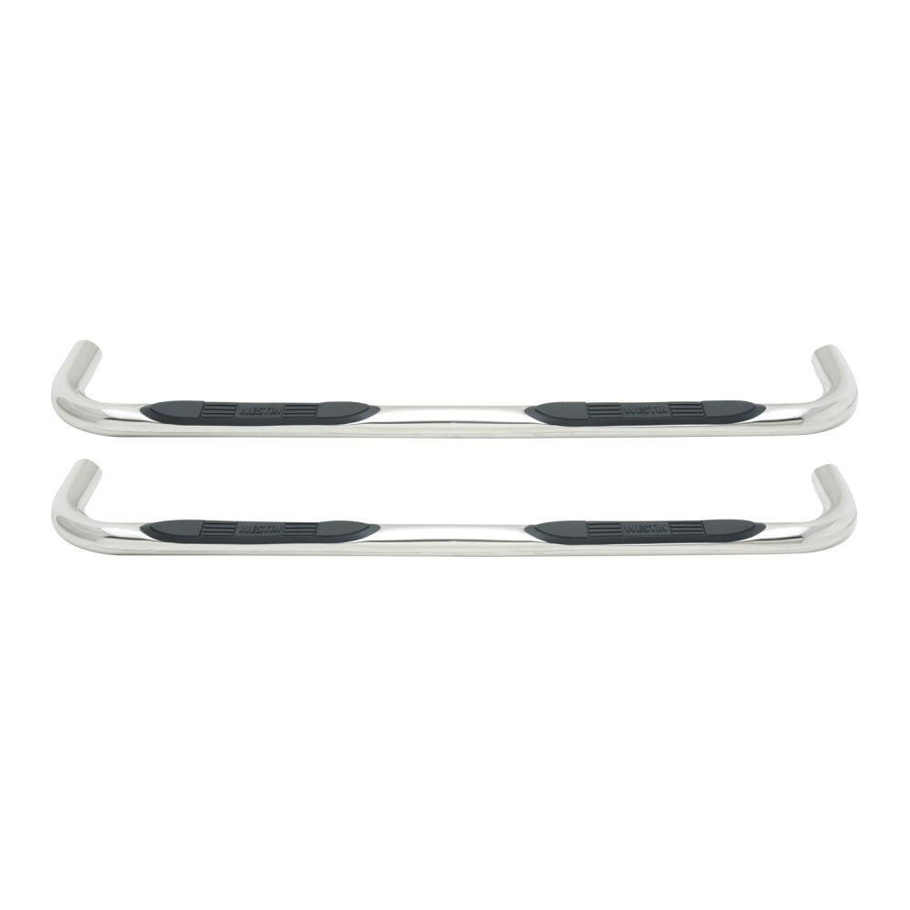 Westin Nerf Bar, E-Series, With Step Pads, 3 Inch Round Bent, Polished, Stainless Steel, Without End Caps, Frame Body Mount Bolts – 23-2510