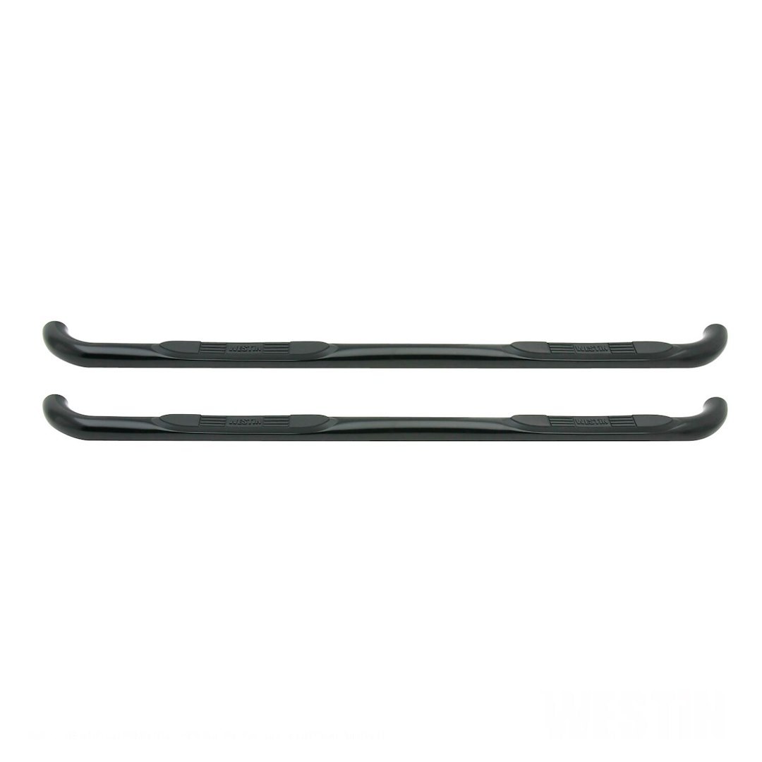 Westin Nerf Bar, E-Series, With Step Pads, 3 Inch Round Bent, Powder Coated, Black, Mild Steel, Without End Caps, Rocker Panel Mount – 23-2885