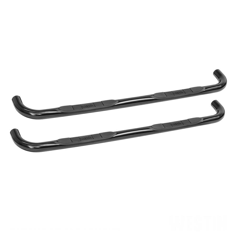 Westin Nerf Bar, E-Series, With Step Pads, 3 Inch Round Bent, Powder Coated, Black, Mild Steel, Without End Caps, Rocker Panel Mount – 23-3515