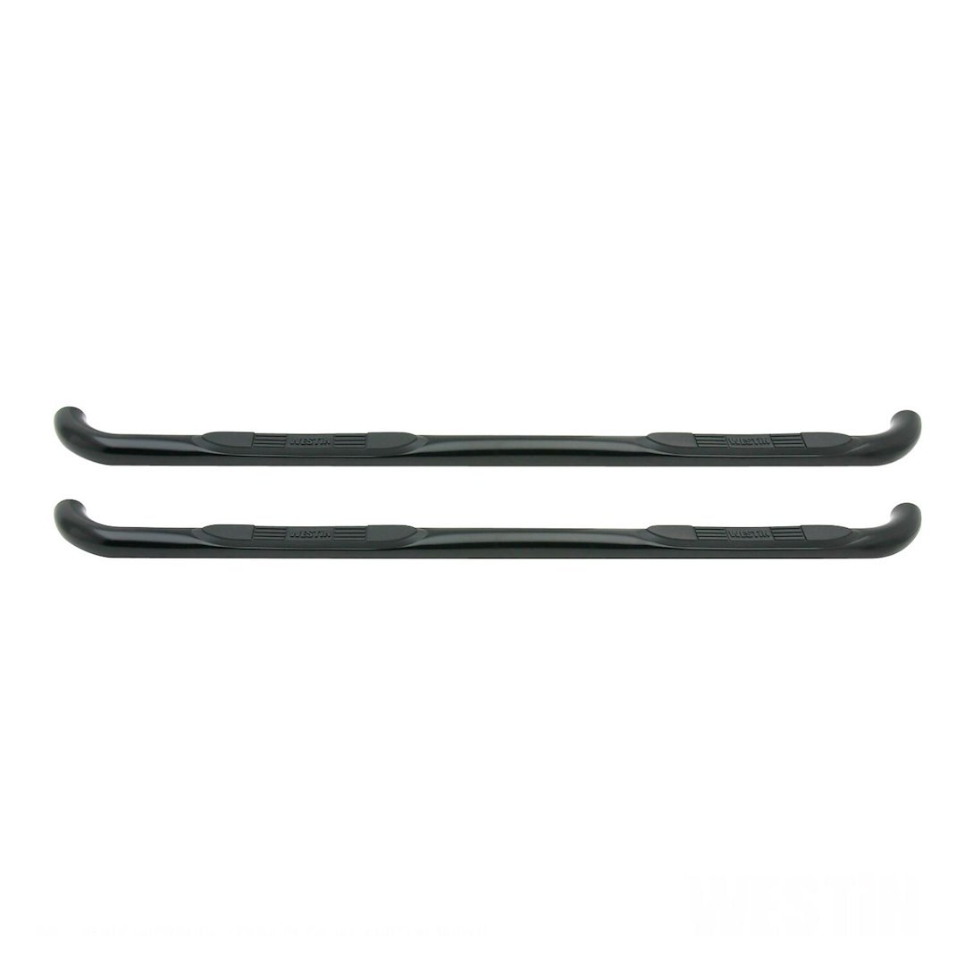 Westin Nerf Bar, E-Series, With Step Pads, 3 Inch Round Bent, Powder Coated, Black, Mild Steel, Without End Caps, Rocker Panel Mount – 23-3515