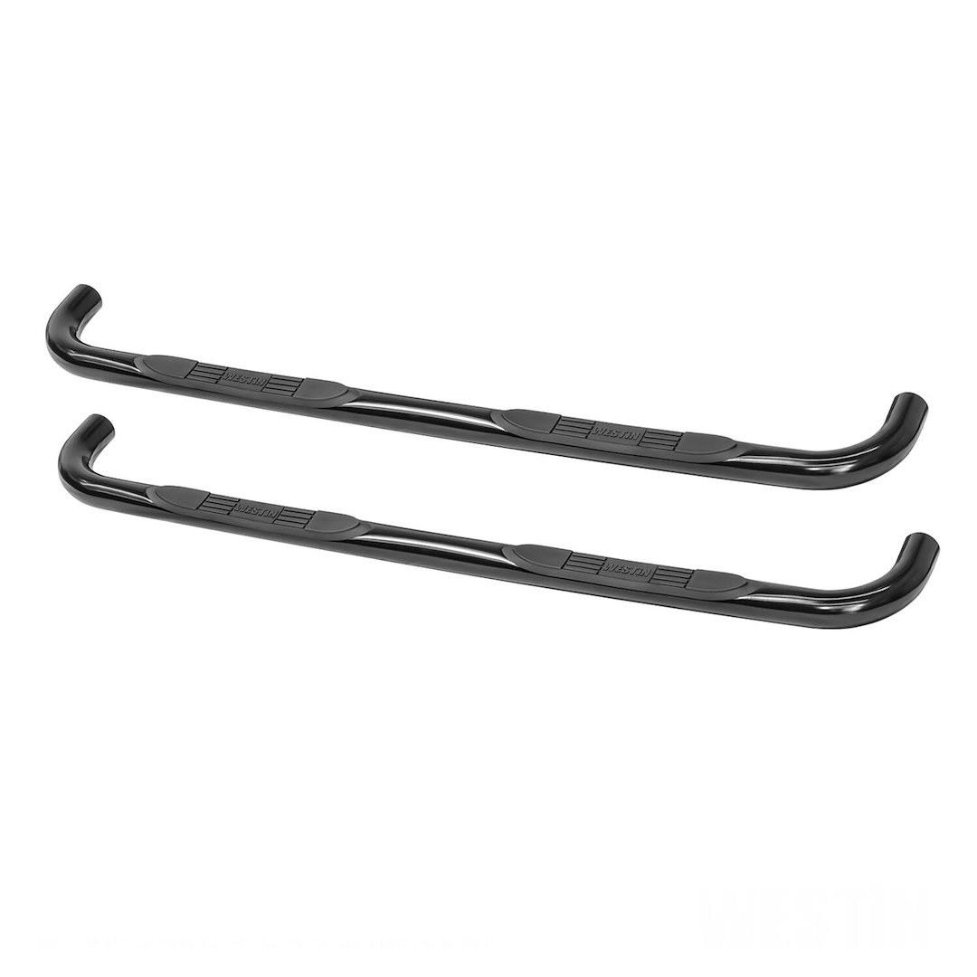 Westin Nerf Bar, E-Series, With Step Pads, 3 Inch Round Bent, Powder Coated, Black, Mild Steel, Without End Caps, Rocker Panel Mount – 23-3565