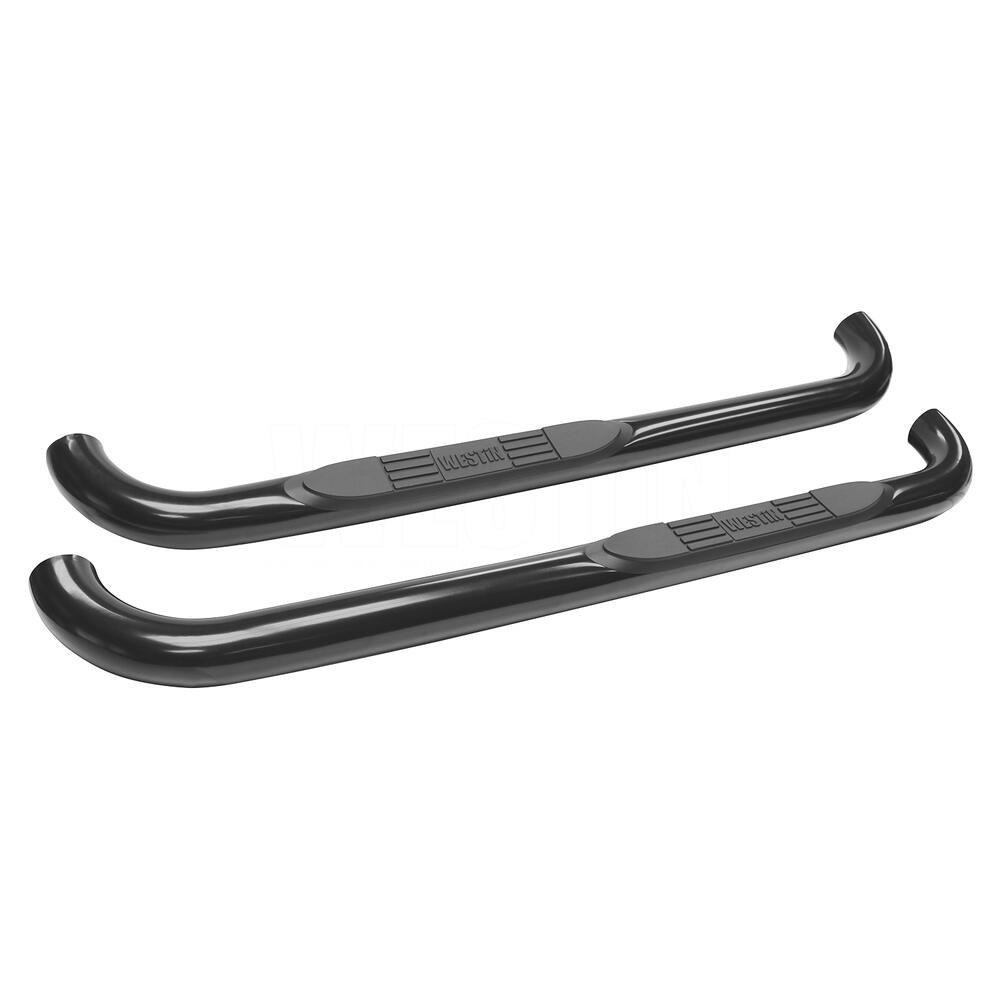 Westin Nerf Bar, E-Series, With Step Pads, 3 Inch Round with 90 Degree Bent, Powder Coated, Black, Mild Steel, Without End Caps – 23-3695