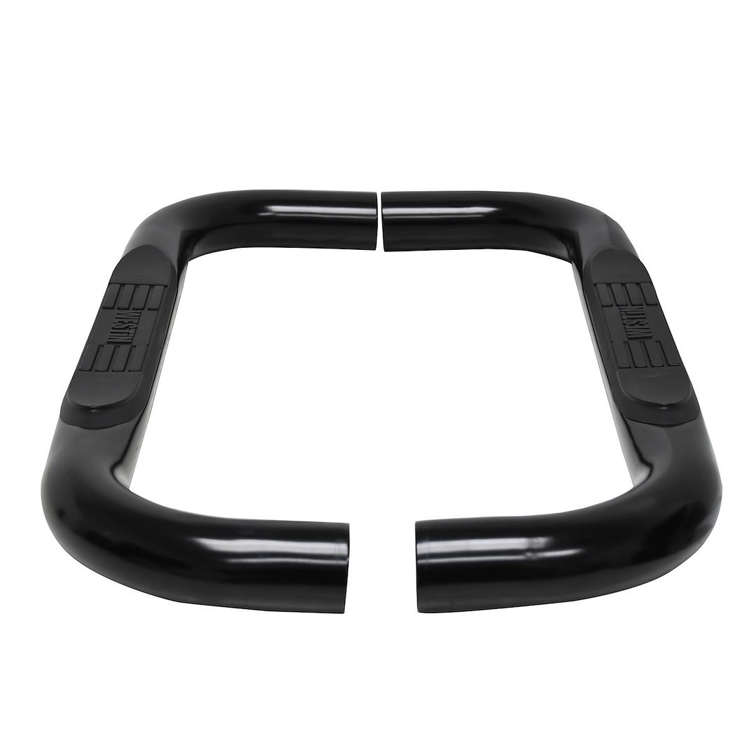 Westin Nerf Bar, E-Series, With Step Pads, 3 Inch Round Bent, Powder Coated, Black, Steel, Without End Caps, Body Mount – 23-4115