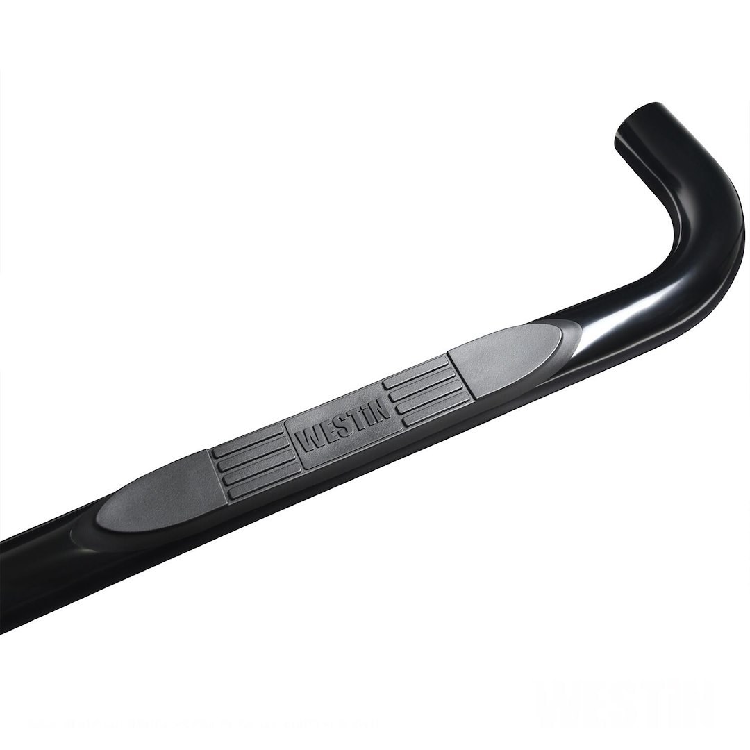 Westin Nerf Bar, E-Series, With Step Pads, 3 Inch Round Bent, Powder Coated, Black, Steel, Without End Caps, Body Mount – 23-4115