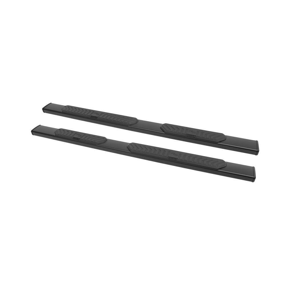 Westin Nerf Bar, R5 Series, With Step Pads, 5 Inch Oval Straight, Powder Coated, Black, Aluminum, With Black End Caps, Rocker Panel Mount – 28-51085
