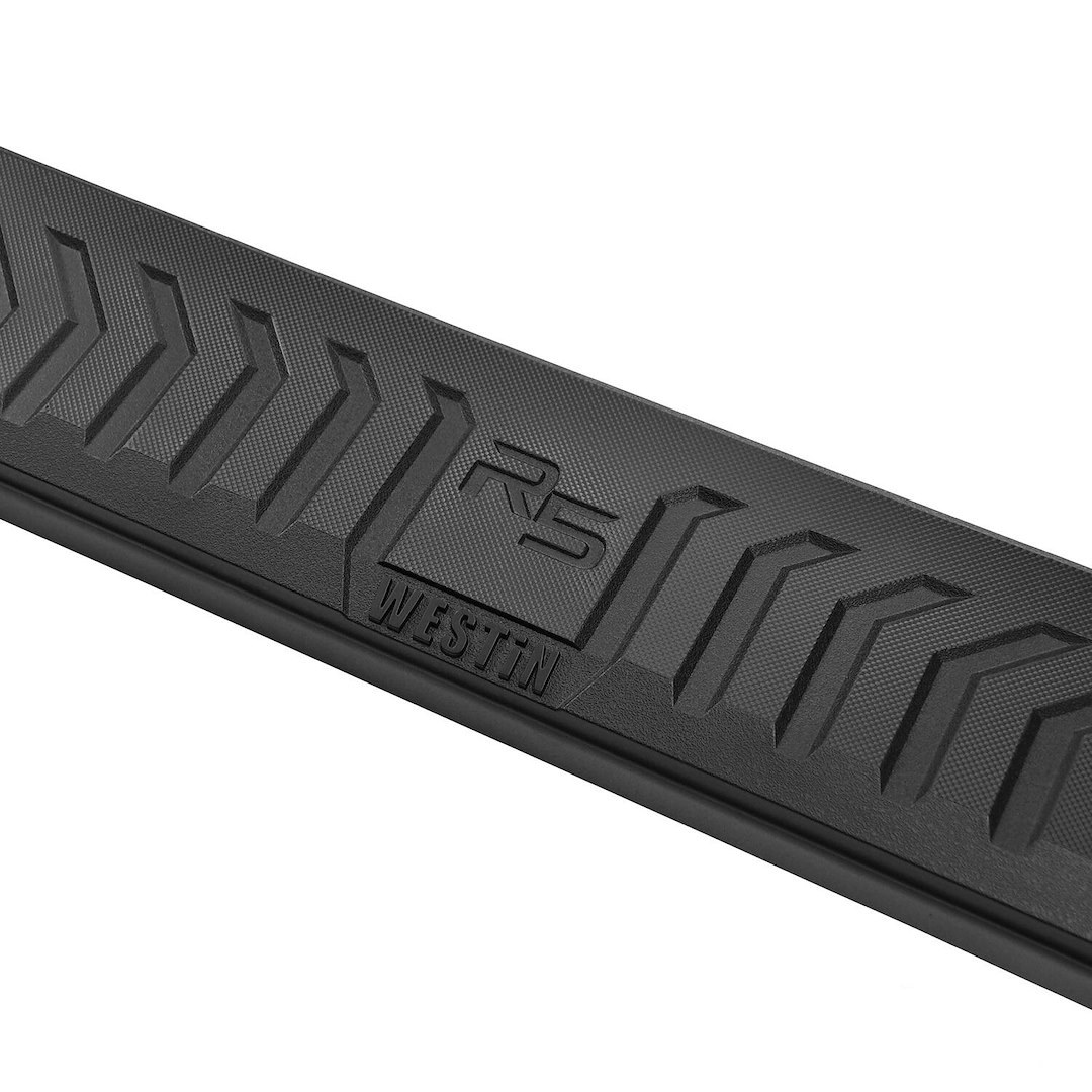 Westin Nerf Bar, R5 Series, With Step Pads, 5 Inch Rectangular Straight, Powder Coated, Black, Aluminum, With Black End Caps – 28-51295