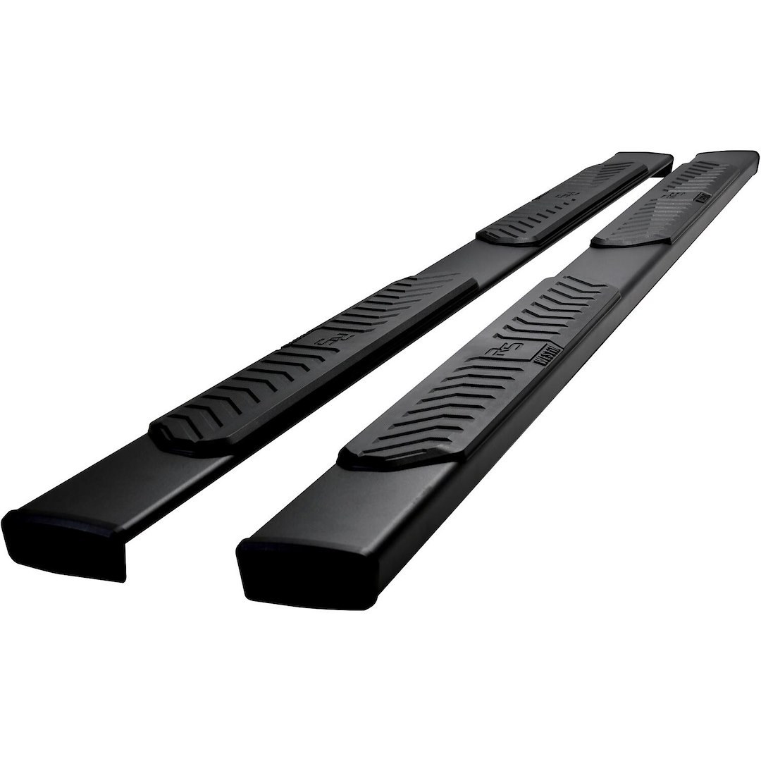 Westin Nerf Bar, R5 Xd Series, With Step Pads, 5 Inch Rectangular Straight, Textured Powder Coat, Black, Aluminum, With Black End Caps – 28-521055