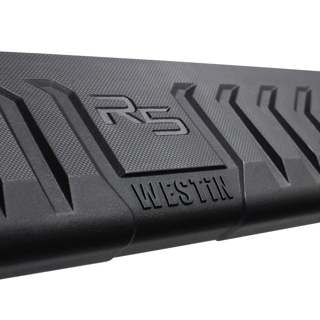 Westin Nerf Bar – Truck Wheel to Wheel, R5 Modular Series, With Step Pads, With Bed Step, 5 Inch Rectangular Straight, Textured Black – 28-5234765