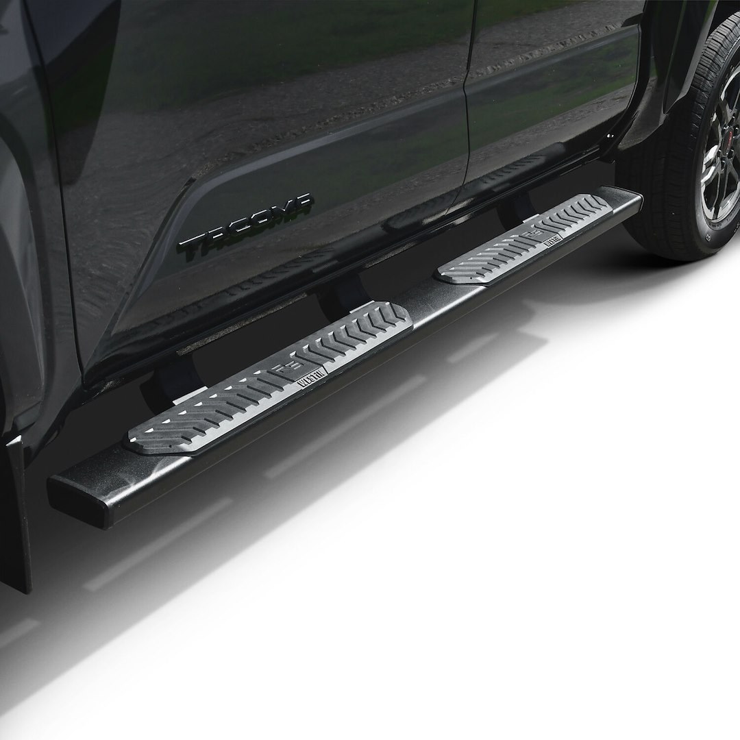 Westin Nerf Bar, R5 Series, With Step Pads, 5 Inch Oval Straight, Powder Coated, Textured Black, Aluminum, With Black End Caps – 28-52785