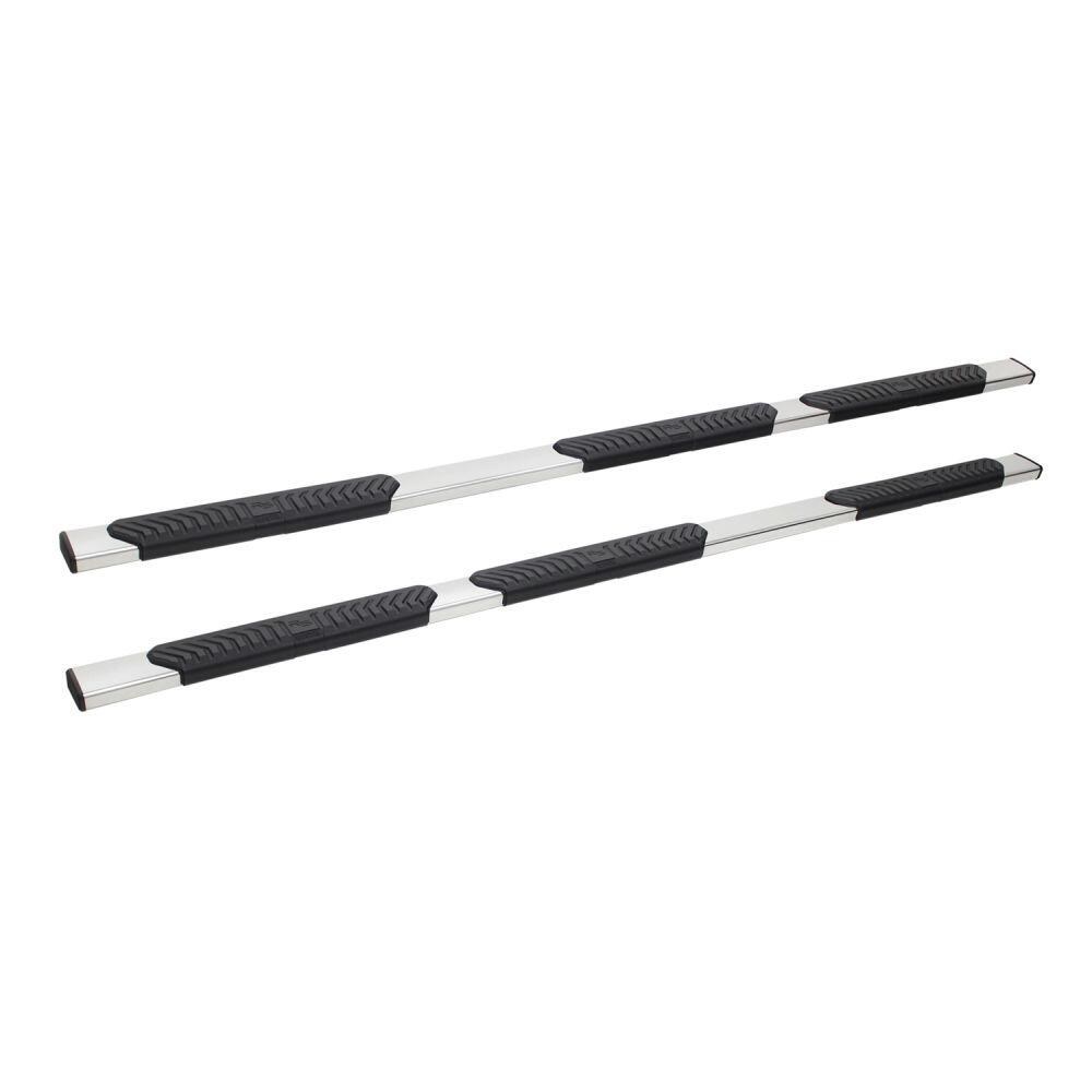 Westin Nerf Bar – Truck Wheel to Wheel, R5 Modular Series, With Step Pads, With Bed Step, 5 Inch Oval Straight, Polished, Stainless Steel – 28-534320