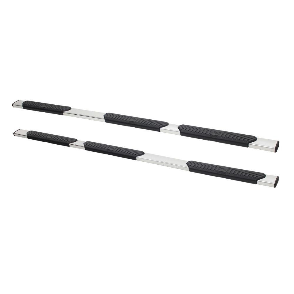 Westin Nerf Bar – Truck Wheel to Wheel, R5 Modular Series, With Step Pads, With Bed Step, 5 Inch Oval Straight, Polished, Silver – 28-534340