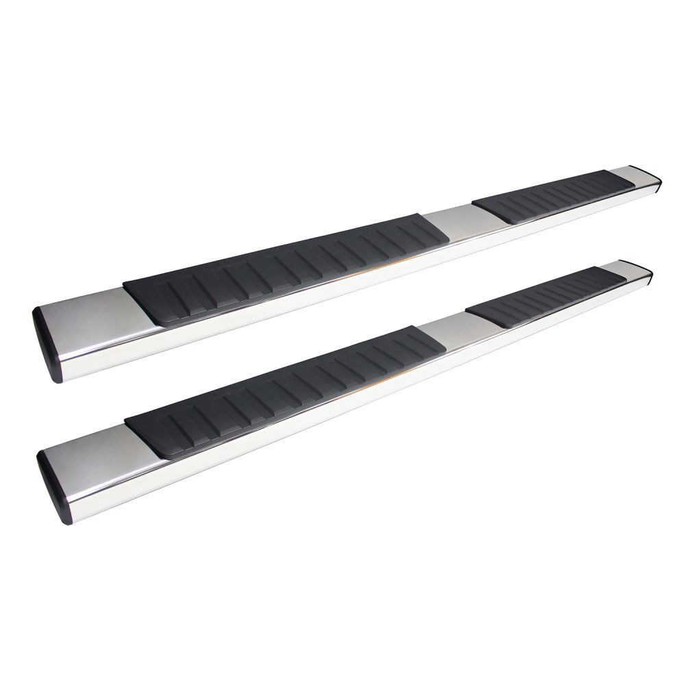 Westin Nerf Bar, R7 Series, With Step Pads, 6 Inch Rectangular Straight, Polished, Stainless Steel, With Plastic End Caps – 28-71090