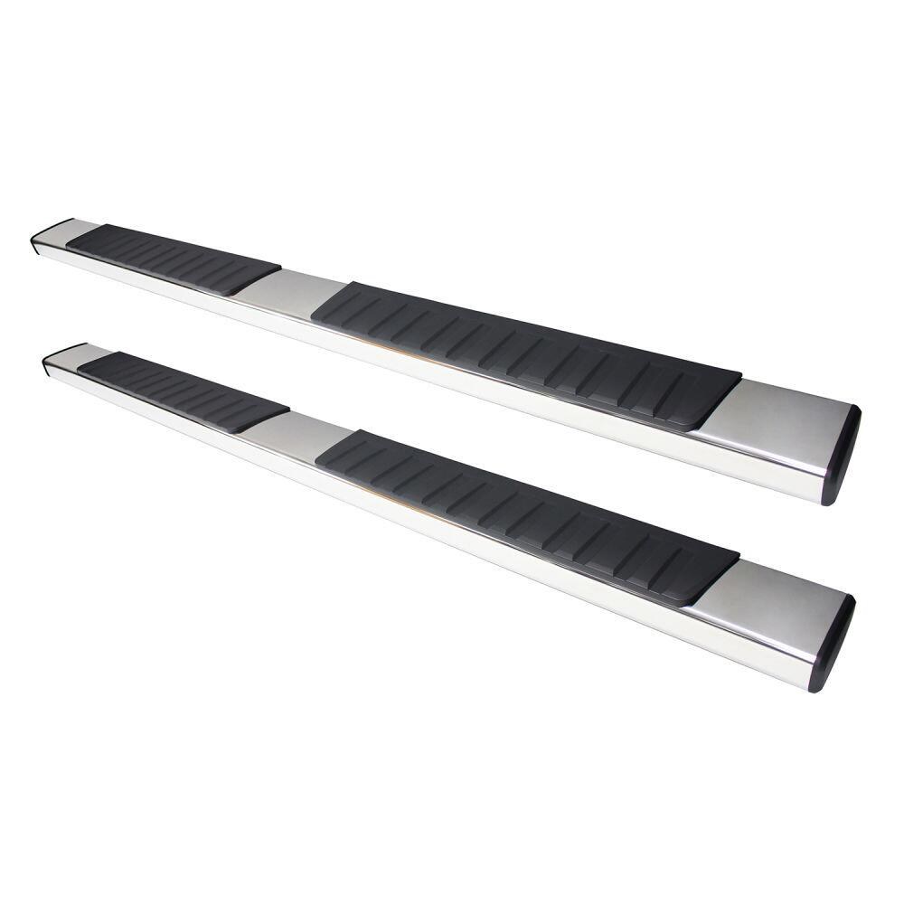 Westin Nerf Bar, R7 Series, With Step Pads, 6 Inch Rectangular Straight, Polished, Stainless Steel, With Plastic End Caps – 28-71090