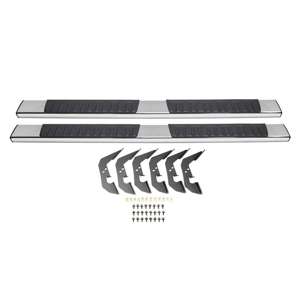 Westin Nerf Bar, R7 Series, With Step Pads, 6 Inch Rectangular Straight, Polished, Stainless Steel, With Plastic End Caps – 28-71090
