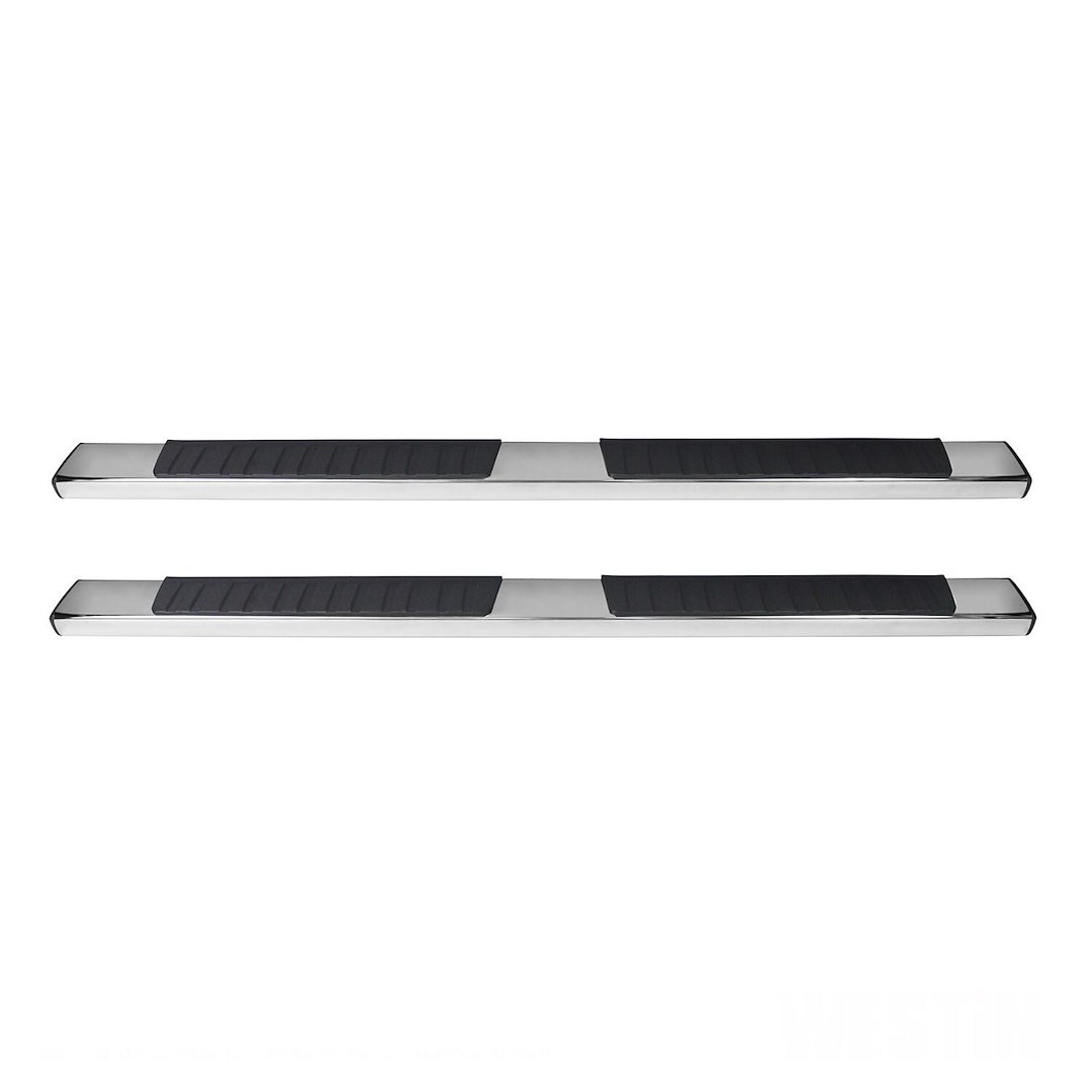 Westin Nerf Bar, R7 Series, With Step Pads, 6 Inch Oval Straight, Polished, Stainless Steel, With Plastic End Caps, Rocker Panel Mount – 28-71220