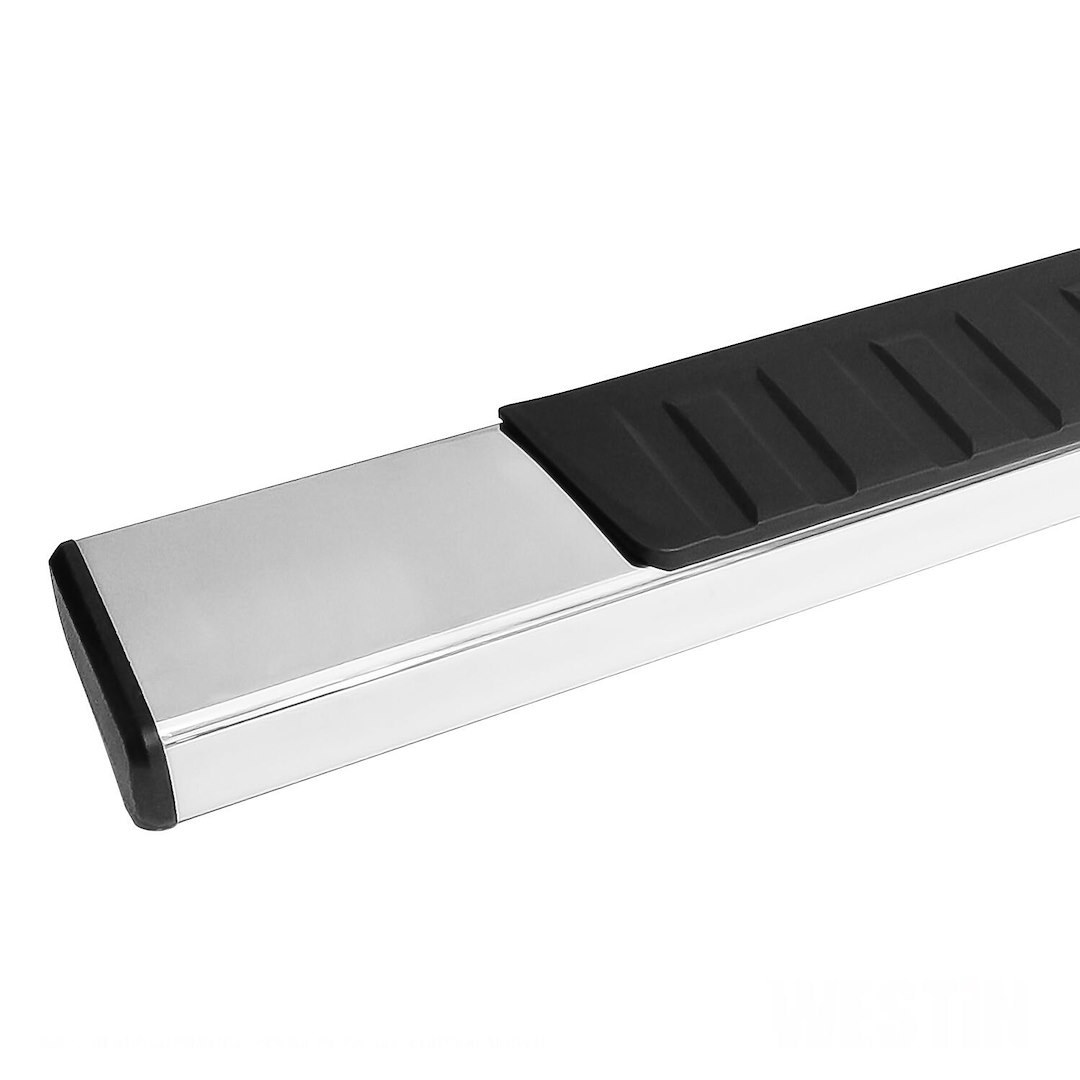 Westin Nerf Bar, R7 Series, With Step Pads, 6 Inch Oval Straight, Polished, Stainless Steel, With Plastic End Caps, Rocker Panel Mount – 28-71220