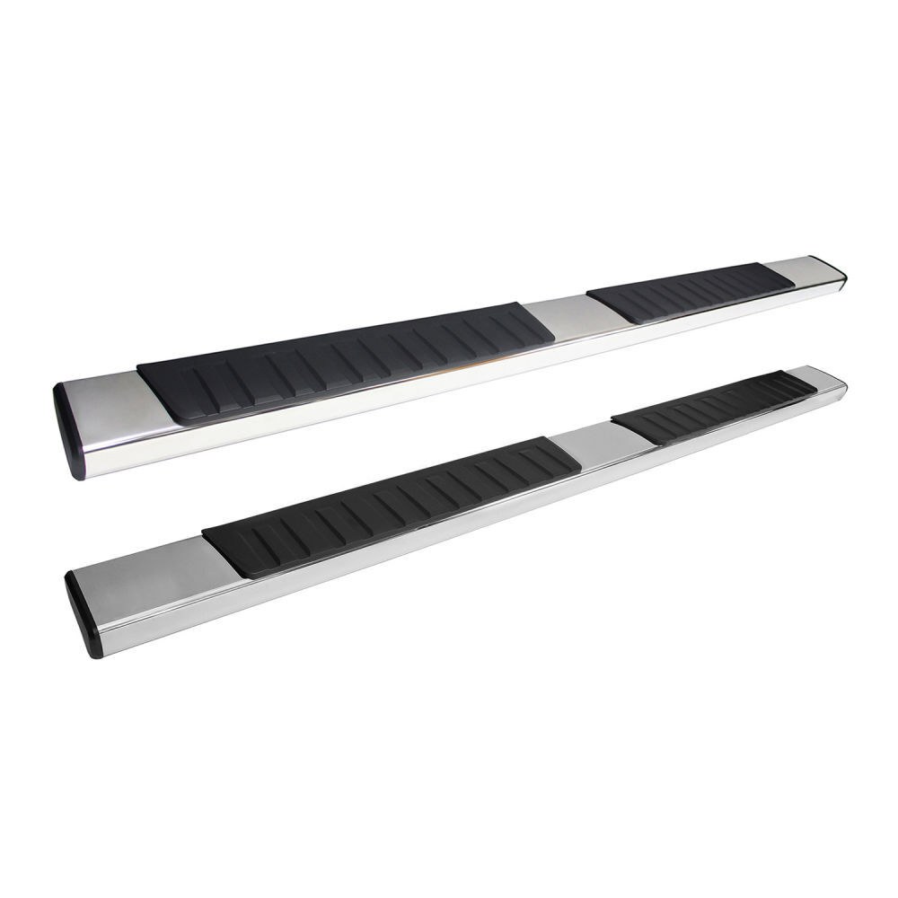 Westin Nerf Bar, R7 Series, With Step Pads, 6 Inch Oval Straight, Polished, Stainless Steel, With Plastic End Caps, Rocker Panel Mount – 28-71270