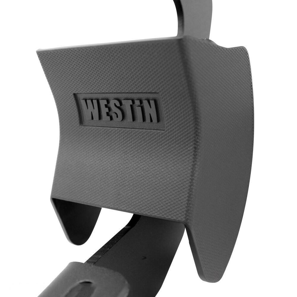 Westin Nerf Bar, R7 Series, With Step Pads, 6 Inch Oval Straight, Polished, Stainless Steel, With Plastic End Caps, Rocker Panel Mount – 28-71270