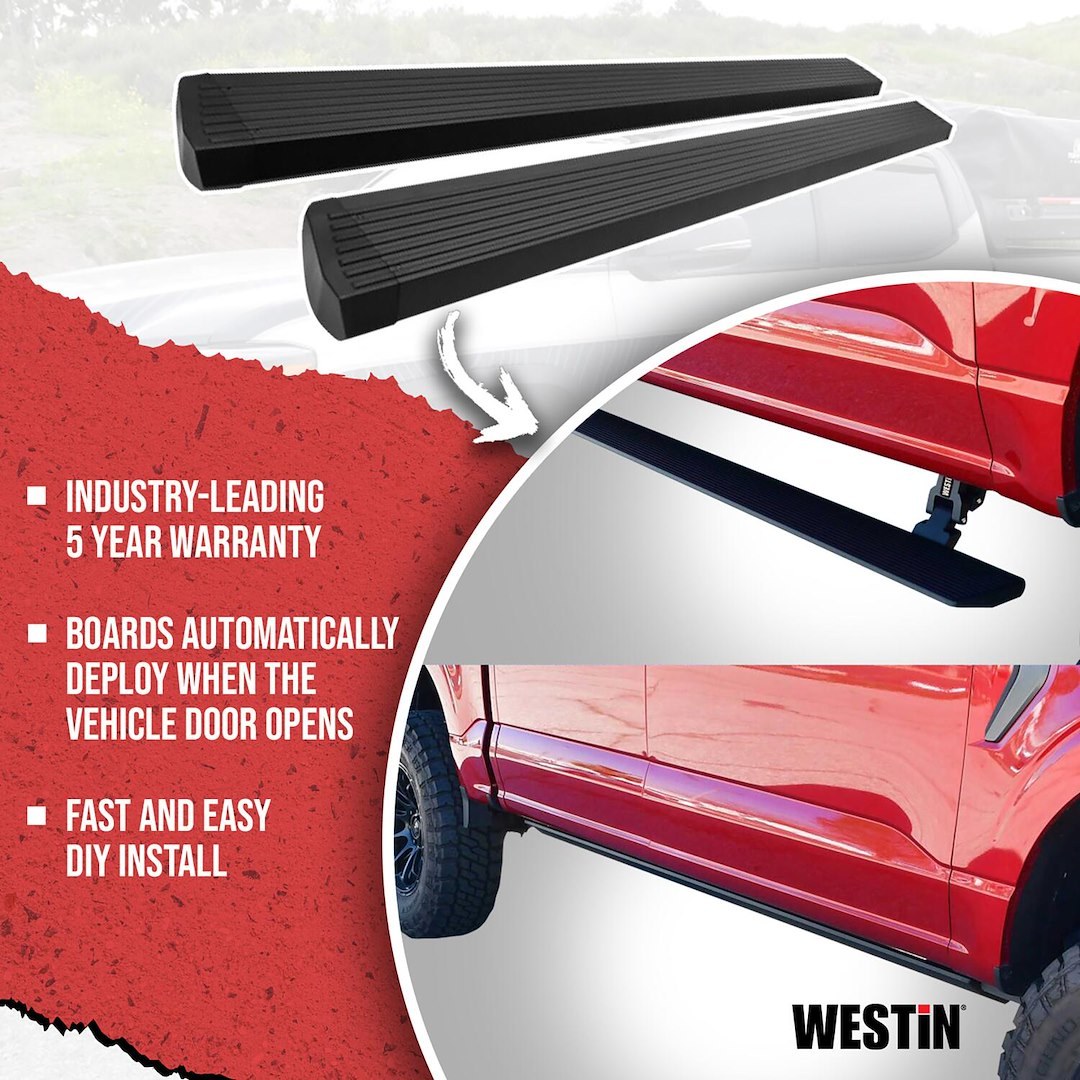 Westin Running Board, Pro-E, Electric, Powder Coated, Textured Black, Aluminum, Lighted, Rocker Panel Mount – 29-24185
