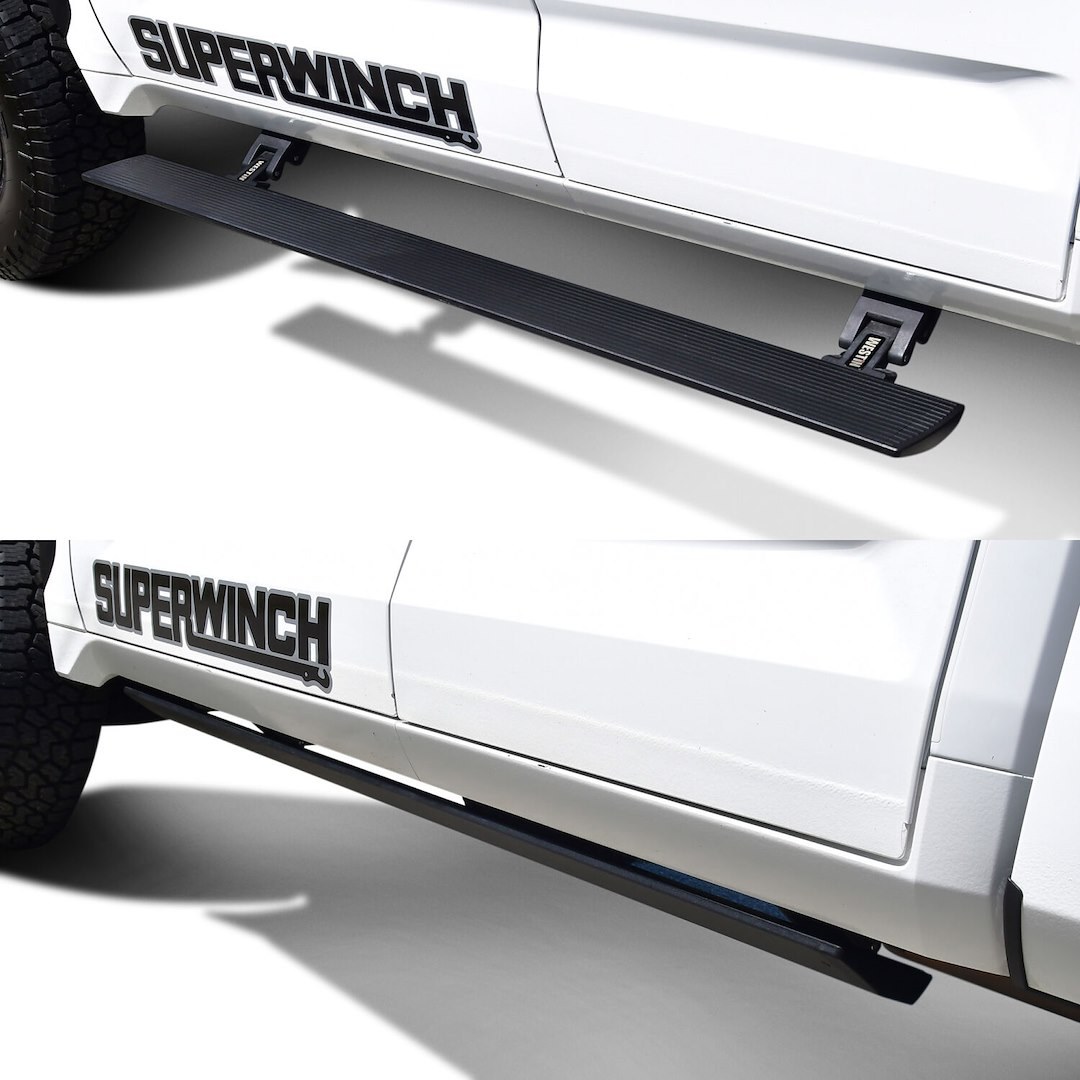 Westin Running Board, Pro-E, Electric, Powder Coated, Textured Black, Aluminum, Lighted, Rocker Panel Mount – 29-24235