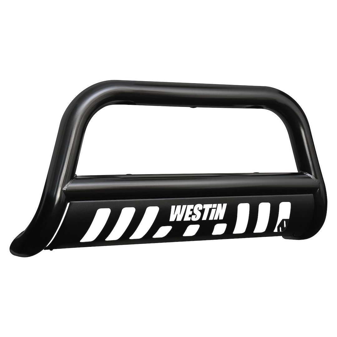 Westin Bull Bar, E-Series, Powder Coated, Black, Steel, 3 Inch Diameter, With Light Mounting Tabs, With Textured Black Aluminum Skid Plate – 31-6035