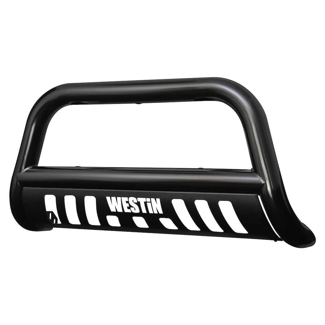 Westin Bull Bar, E-Series, Powder Coated, Black, Steel, 3 Inch Diameter, With Light Mounting Tabs, With Textured Black Aluminum Skid Plate – 31-6035