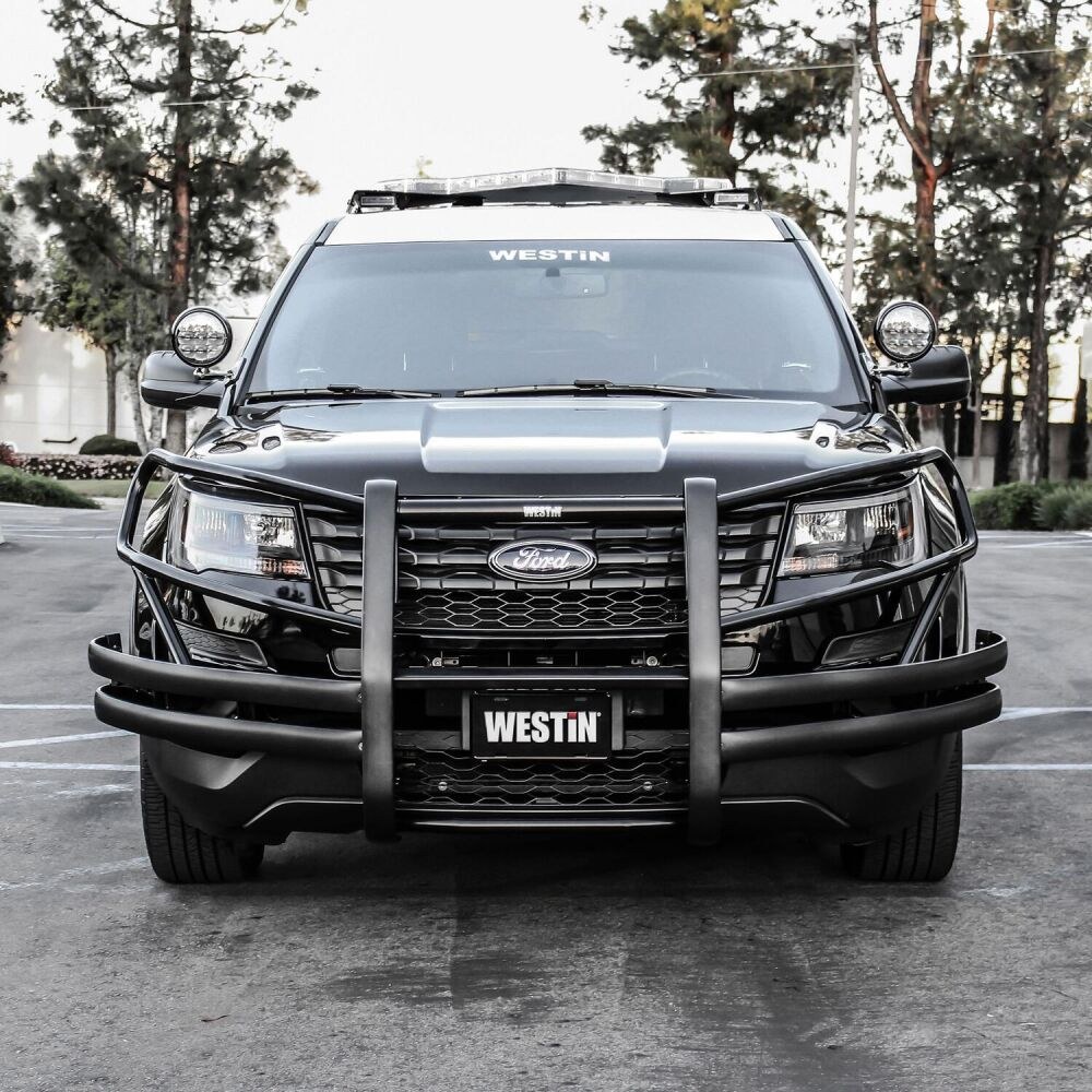 Westin Bumper Push Bar, Elite, Powder Coated, Black, Steel, 3 Inch Diameter, Without Wraparound Brush Guard – 36-2055