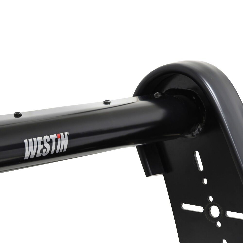 Westin Bumper Push Bar, Elite, Powder Coated, Black, Hrpo Steel, 2-3/4 Inch Rubber Strip Uprights, Without Wraparound Brush Guard – 36-2125