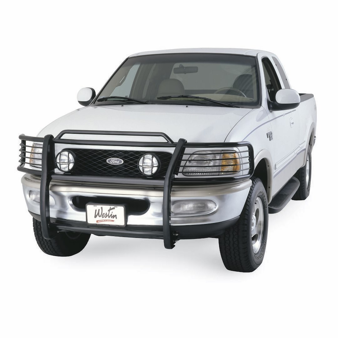 Westin Grille Guard, Sportsman, 1-Piece, Powder Coated, Black, Steel, 1-1/2 Inch Diameter, With Brush Guard, Without Skid Plate – 40-0245