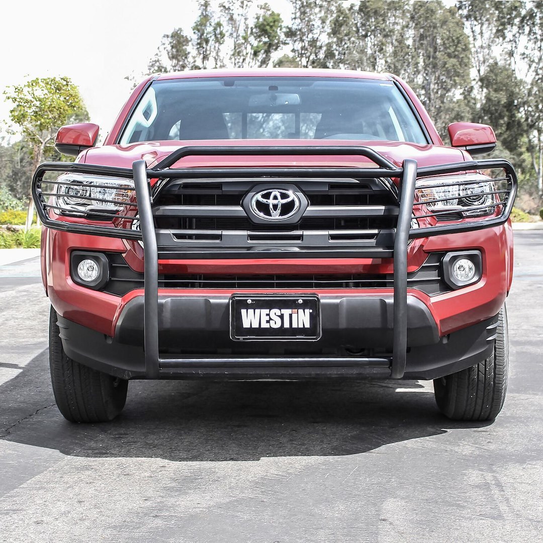 Westin Grille Guard, Sportsman, 1-Piece, Black Powder Coated Steel, 1-1/2 Inch Diameter, With Brush Guard, Without Skid Plate – 40-3885