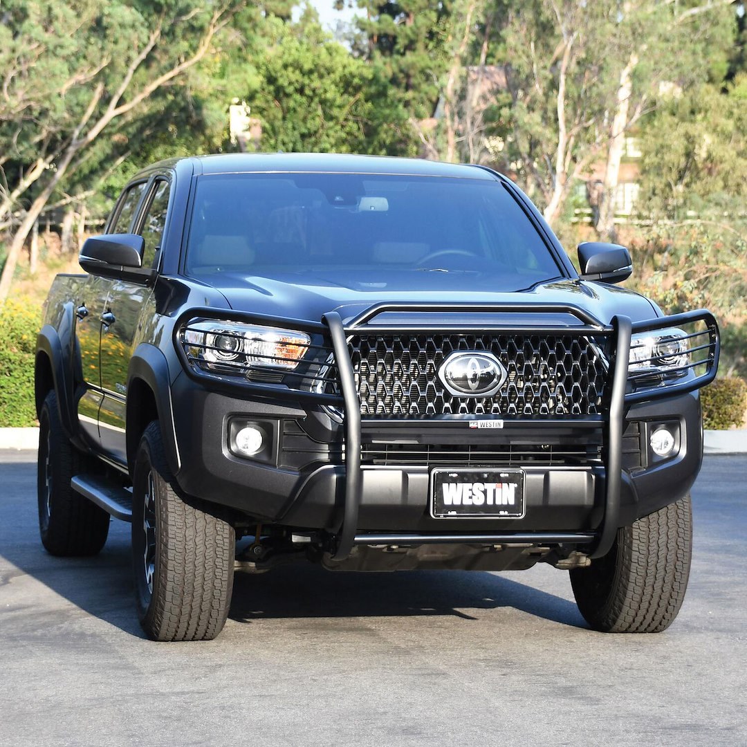 Westin Grille Guard, Sportsman, 1-Piece, Black Powder Coated Steel, 1-1/2 Inch Diameter, With Brush Guard, Without Skid Plate – 40-3885