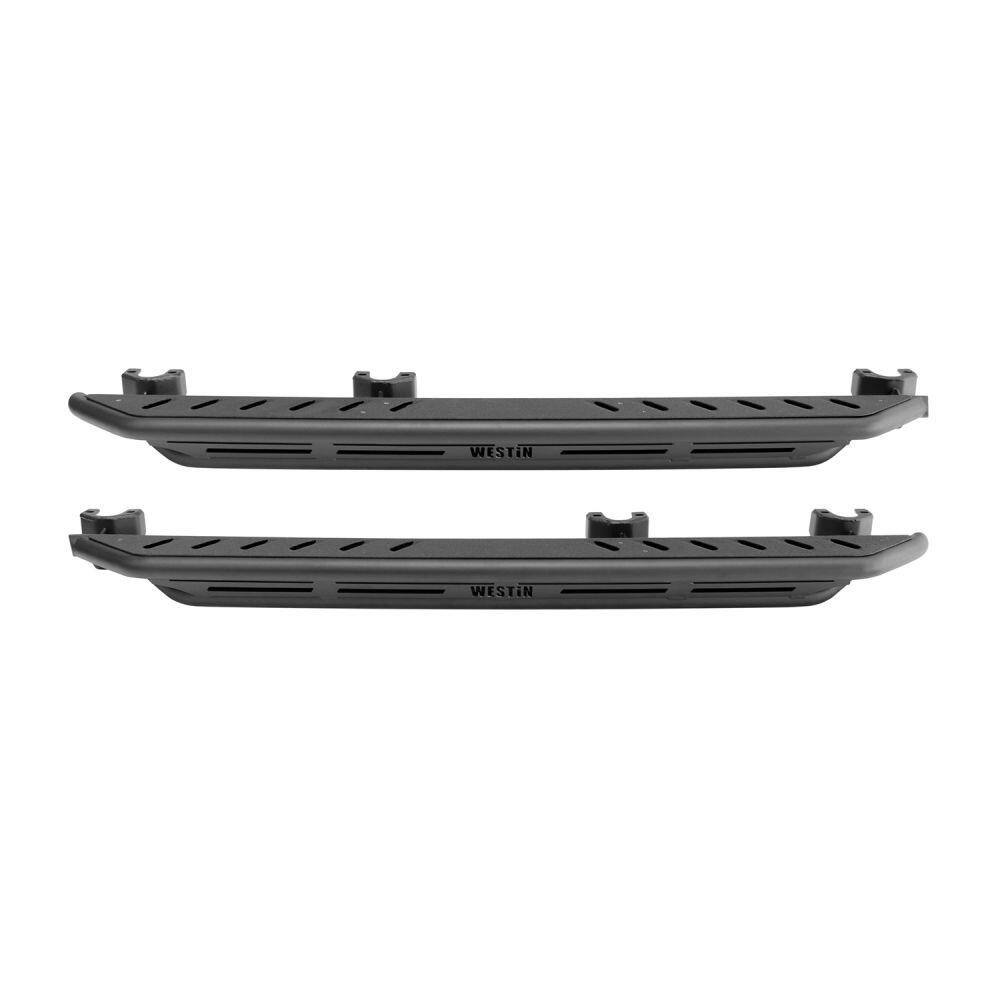 Westin Rocker Panel Guard, Snyper Rock Rails, Flat Rock Rail with 2 Inch Diameter Tube, Textured Black Steel, Full Length Step Area – 42-6025