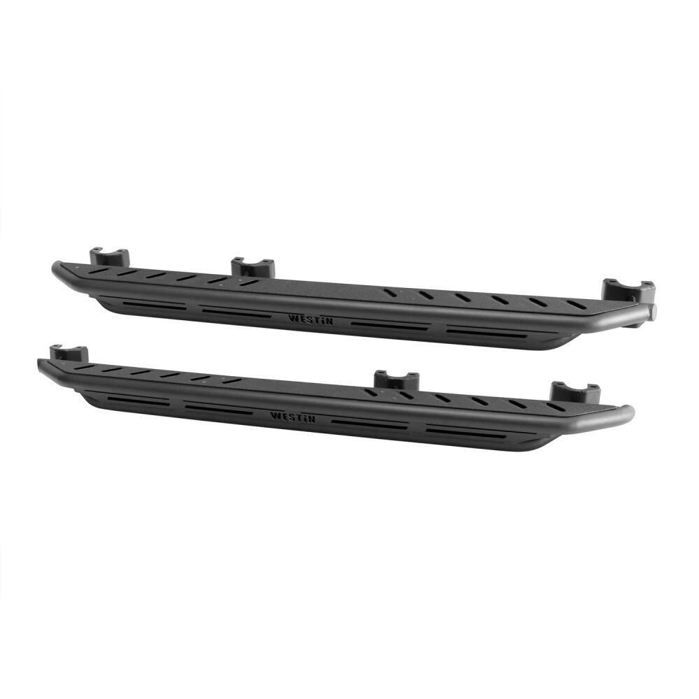Westin Rocker Panel Guard, Snyper Rock Rails, Flat Rock Rail with 2 Inch Diameter Tube, Textured Black Steel, Full Length Step Area – 42-6025