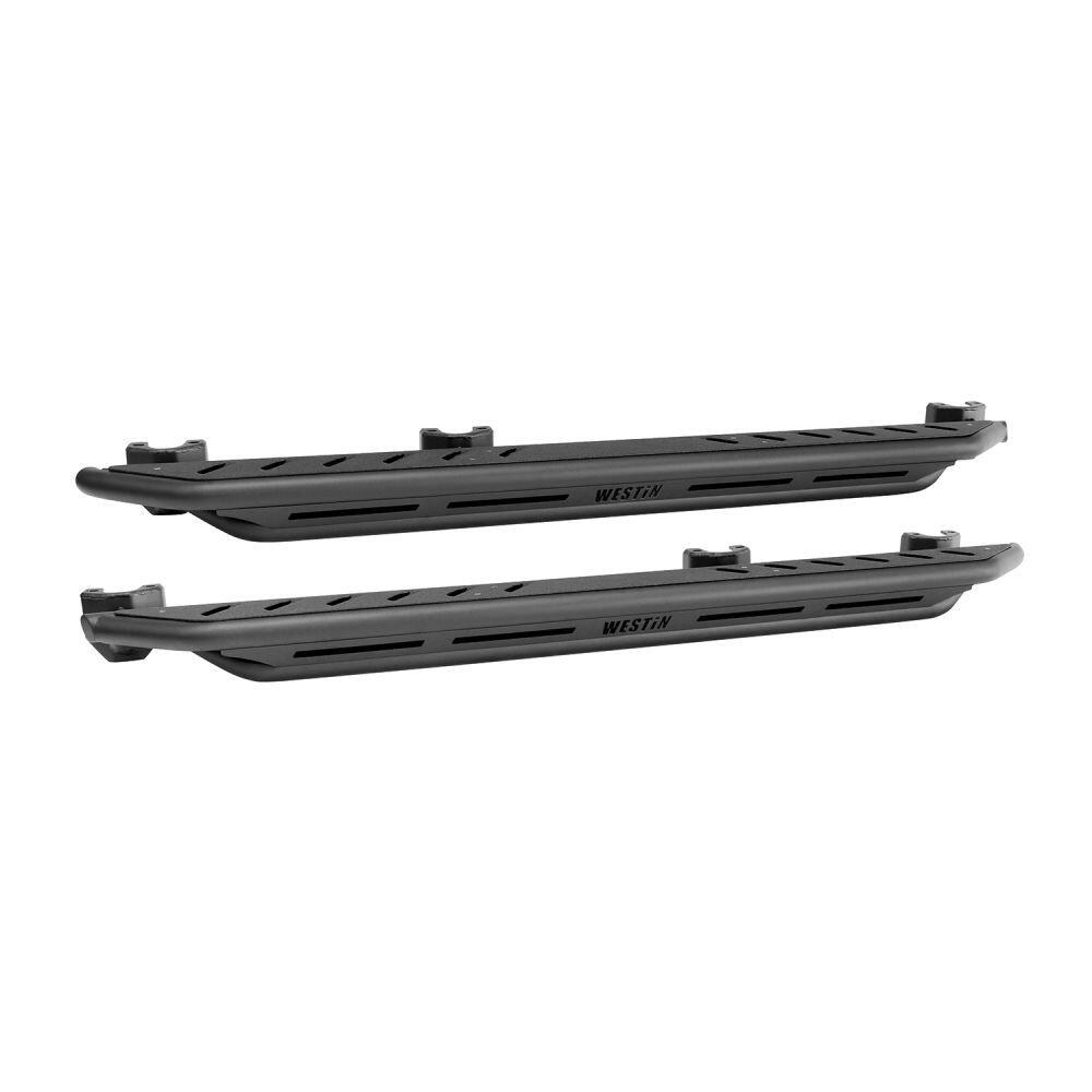 Westin Rocker Panel Guard, Snyper Rock Rails, Flat Rock Rail with 2 Inch Diameter Tube, Textured Black Steel, Full Length Step Area – 42-6025