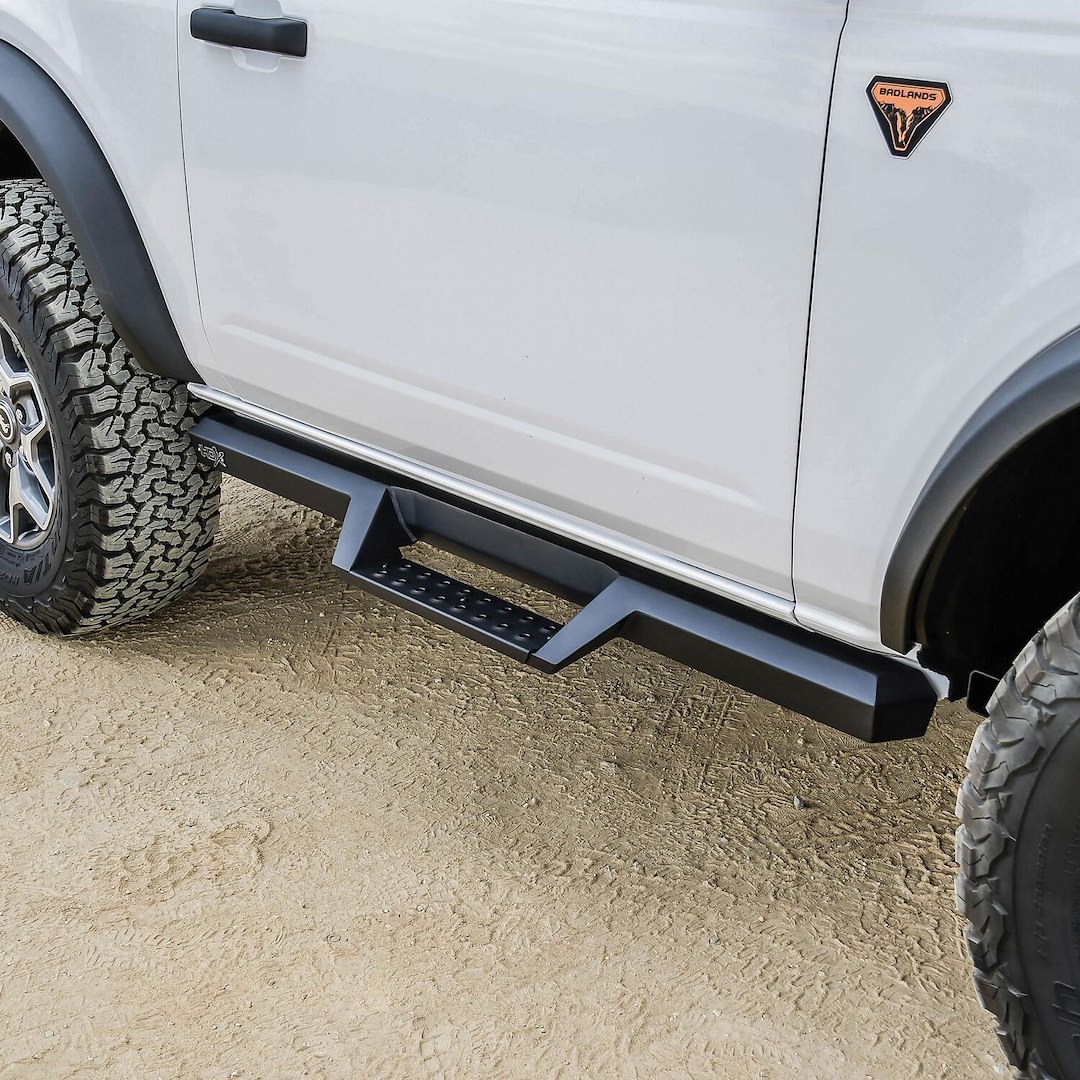 Westin Nerf Bar, Hdx, With Drop Down Steps, 3 Inch Square Straight, Textured Powder Coat, Black, Steel, Rocker Panel Mount – 56-14185