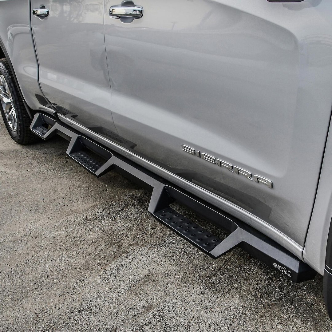Westin Nerf Bar – Truck Wheel to Wheel, Hdx, With Drop Down Steps, With Bed Step, 3 Inch Square Straight, Powder Coated, Black, Mild Steel – 56-534695