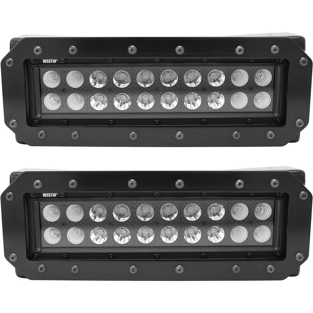 Westin Light Bar, Hdx, LED, 10 Inch Length, Clear LED, Clear Lens, Black Steel Housing, Flush Mount IN Hdx Grille Guard Punch Plate – 57-0035