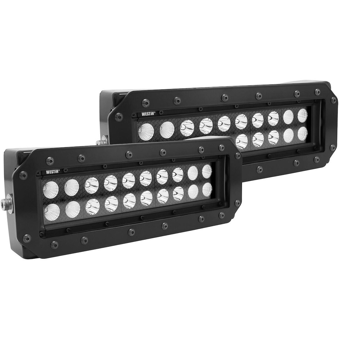 Westin Light Bar, Hdx, LED, 10 Inch Length, Clear LED, Clear Lens, Black Steel Housing, Flush Mount IN Hdx Grille Guard Punch Plate – 57-0035