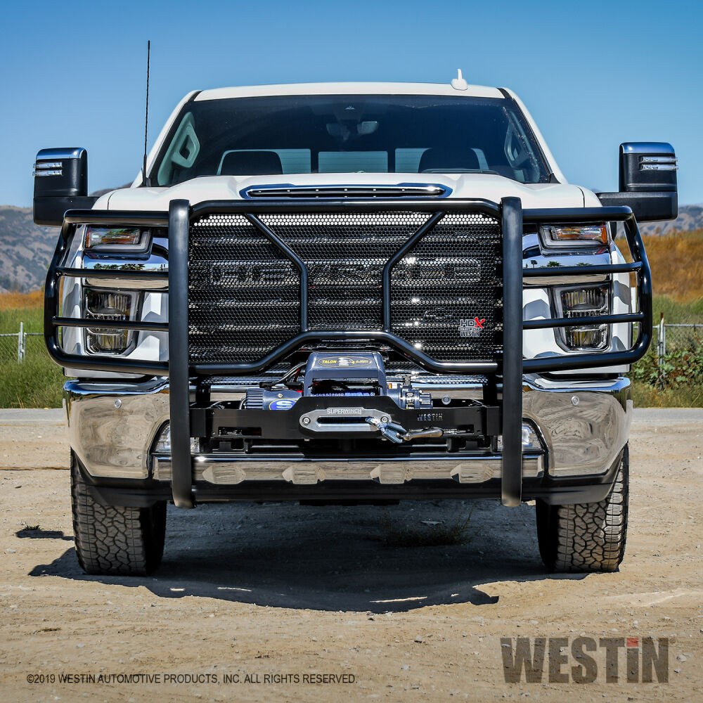 Westin Grille Guard, Hdx, 3-Piece Modular, Powder Coated, Black, Steel, 2 Inch Diameter, With Brush Guard, Without Skid Plate – 57-924025